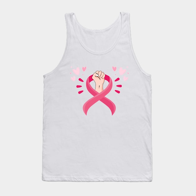 Breast Cancer Support - Pink Cancer Ribbon Tank Top by CoolandCreative